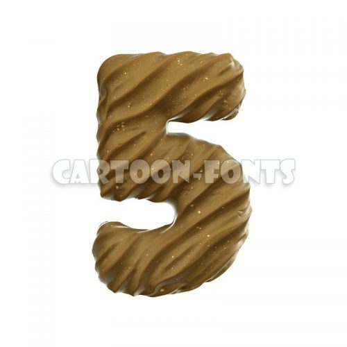 wet sand numeral 5 - 3d digit - Cartoon fonts - High quality 3d letters and signs illustrations