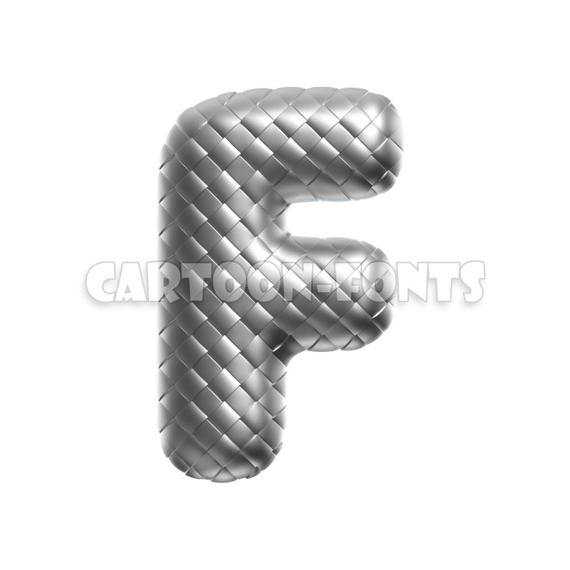 steel character F - Large 3d letter - Cartoon fonts - High quality 3d letters and signs illustrations