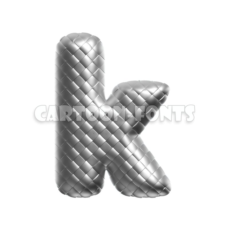 silver font K - Minuscule 3d character - Cartoon fonts - High quality 3d letters and signs illustrations