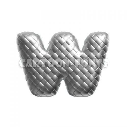 silver font W - Small 3d letter - Cartoon fonts - High quality 3d letters and signs illustrations
