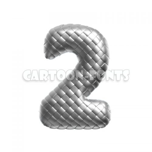 silver numeral 2 - 3d number - Cartoon fonts - High quality 3d letters and signs illustrations