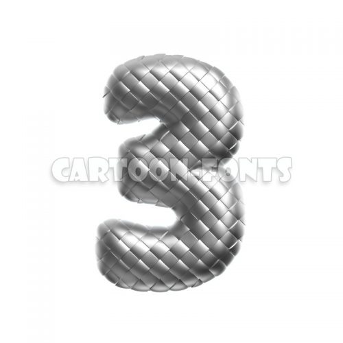 stainless numeral 3 - 3d digit - Cartoon fonts - High quality 3d letters and signs illustrations