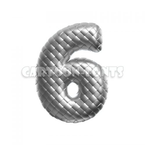 stainless numeral 6 - 3d number - Cartoon fonts - High quality 3d letters and signs illustrations