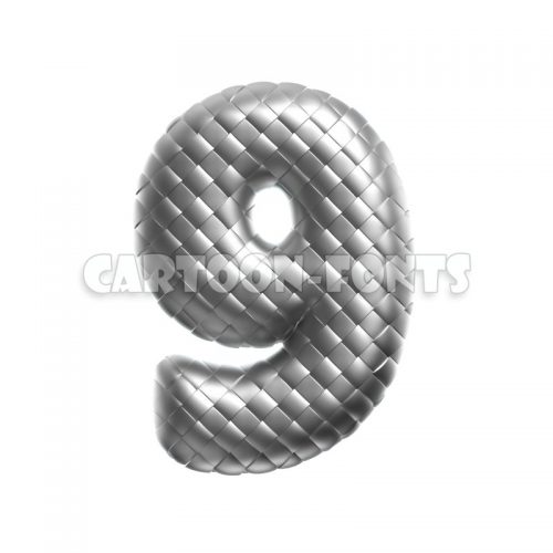 stainless numeral 9 - 3d digit - Cartoon fonts - High quality 3d letters and signs illustrations