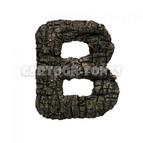 charred wood character B - Uppercase 3d letter - Cartoon fonts - High quality 3d letters and signs illustrations