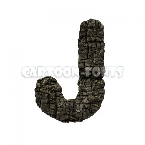 charred wood letter J - capital 3d font - Cartoon fonts - High quality 3d letters and signs illustrations