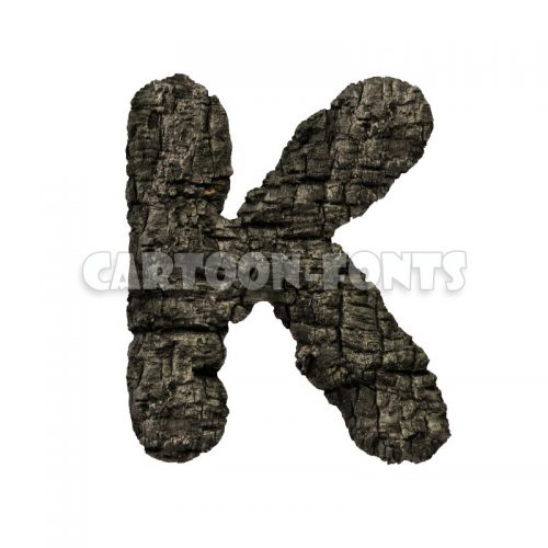 charcoal character K - Uppercase 3d letter - Cartoon fonts - High quality 3d letters and signs illustrations
