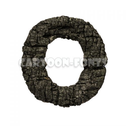 charred wood character O - Upper-case 3d letter - Cartoon fonts - High quality 3d letters and signs illustrations