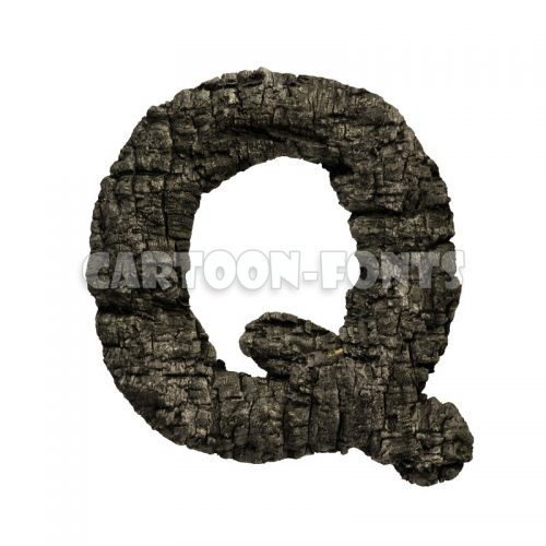 wood coal letter Q - capital 3d font - Cartoon fonts - High quality 3d letters and signs illustrations