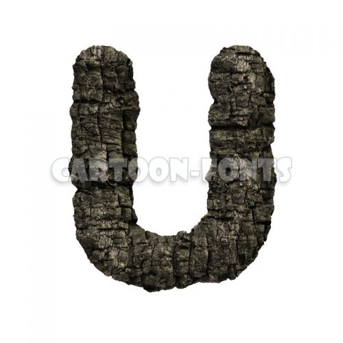 charcoal character U - uppercase 3d letter - Cartoon fonts - High quality 3d letters and signs illustrations