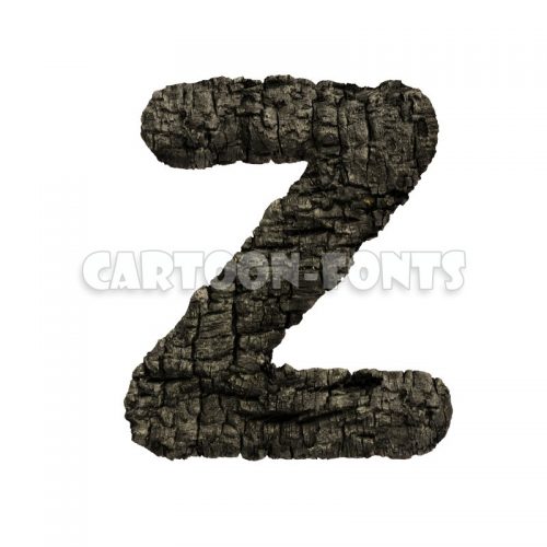 wood coal character Z - large 3d letter - Cartoon fonts - High quality 3d letters and signs illustrations