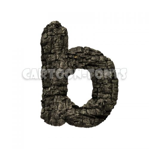 wood coal font B - lowercase 3d character - Cartoon fonts - High quality 3d letters and signs illustrations