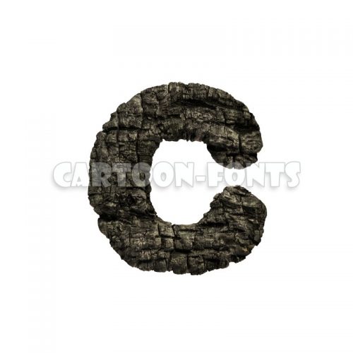 wood coal letter C - Lower-case 3d font - Cartoon fonts - High quality 3d letters and signs illustrations