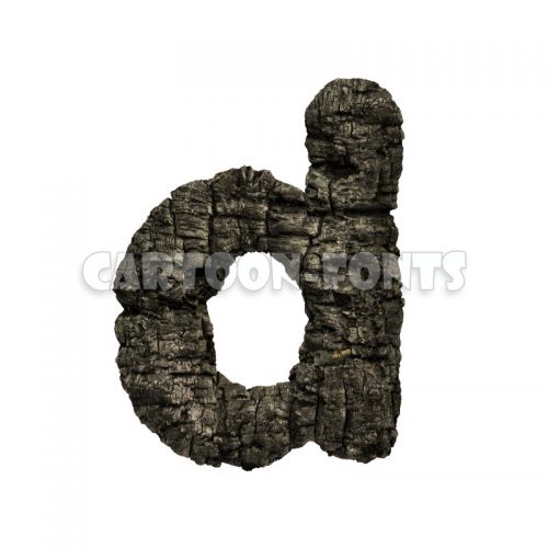 burned wood character D - Lower-case 3d letter - Cartoon fonts - High quality 3d letters and signs illustrations