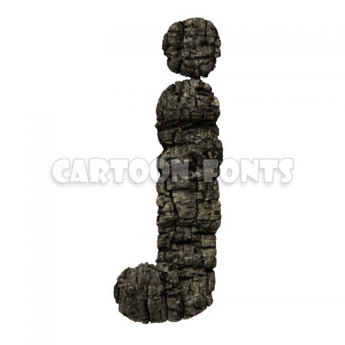 charcoal letter J - small 3d character - Cartoon fonts - High quality 3d letters and signs illustrations