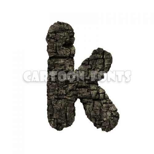 charred wood font K - Minuscule 3d character - Cartoon fonts - High quality 3d letters and signs illustrations