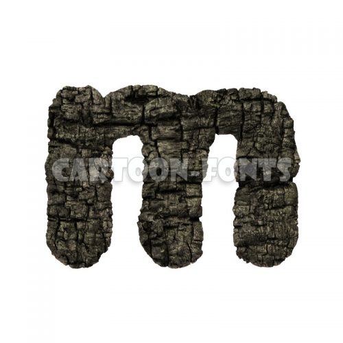 wood coal character M - Lower-case 3d font - Cartoon fonts - High quality 3d letters and signs illustrations