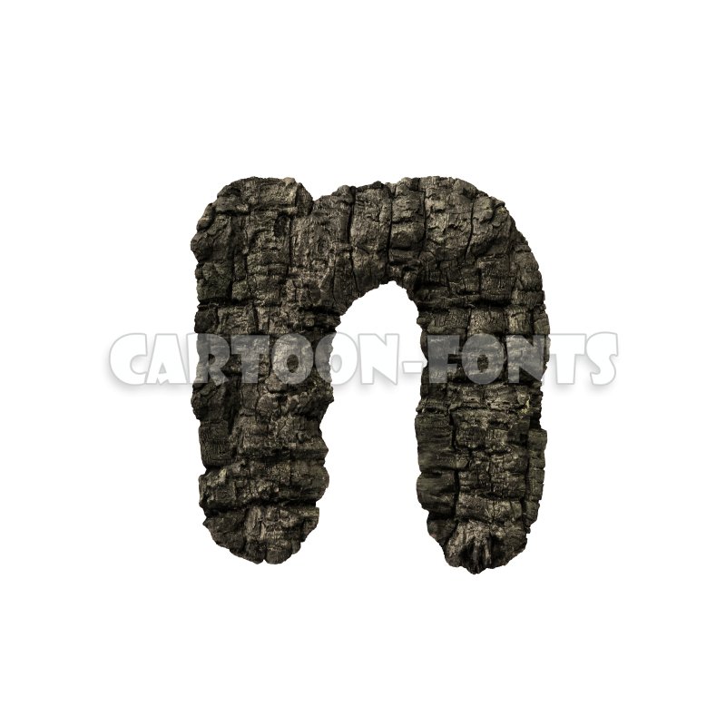 charcoal character N | 3d Minuscule font against white background