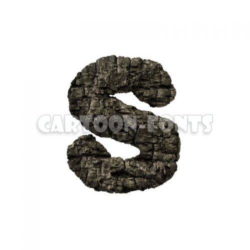 burned wood character S - Small 3d letter - Cartoon fonts - High quality 3d letters and signs illustrations