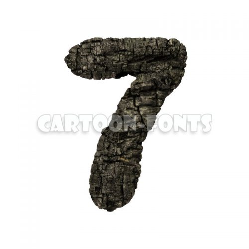 wood coal numeral 7 - 3d digit - Cartoon fonts - High quality 3d letters and signs illustrations