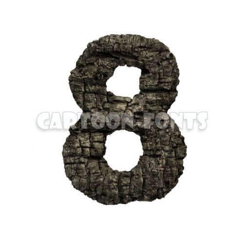 wood coal numeral 8 - 3d number - Cartoon fonts - High quality 3d letters and signs illustrations