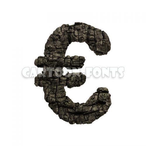 burned wood euro Money - 3d Money symbol - Cartoon fonts - High quality 3d letters and signs illustrations