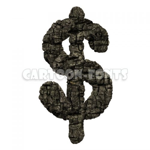wood coal dollar money - 3d Currency symbol - Cartoon fonts - High quality 3d letters and signs illustrations