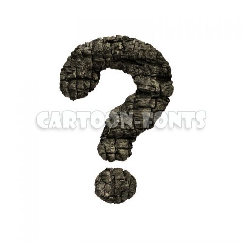 wood coal interrogation point - 3d symbol - Cartoon fonts - High quality 3d letters and signs illustrations