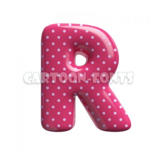 Pink dotted character R - Upper-case 3d letter - Cartoon fonts - High quality 3d letters and signs illustrations