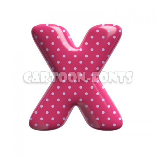 Pink dotted font X - Large 3d character - Cartoon fonts - High quality 3d letters and signs illustrations