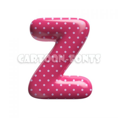 Pink dotted character Z - large 3d letter - Cartoon fonts - High quality 3d letters and signs illustrations