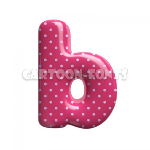 Pink dotted font B - lowercase 3d character - Cartoon fonts - High quality 3d letters and signs illustrations