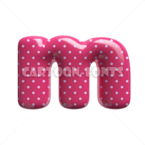 Pink dotted character M - Lower-case 3d font - Cartoon fonts - High quality 3d letters and signs illustrations