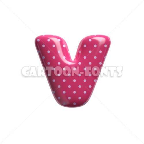 Pink dotted character V - Minuscule 3d font - Cartoon fonts - High quality 3d letters and signs illustrations