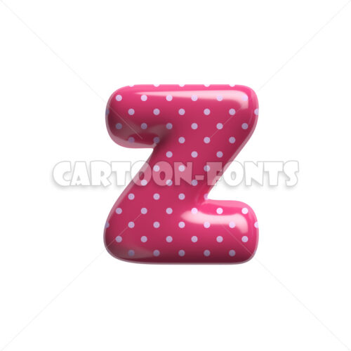 Pink dotted letter Z - lowercase 3d character - Cartoon fonts - High quality 3d letters and signs illustrations
