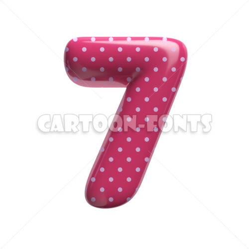 Pink dotted numeral 7 - 3d digit - Cartoon fonts - High quality 3d letters and signs illustrations