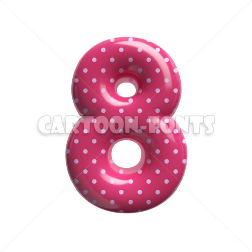 Pink dotted numeral 8 - 3d number - Cartoon fonts - High quality 3d letters and signs illustrations