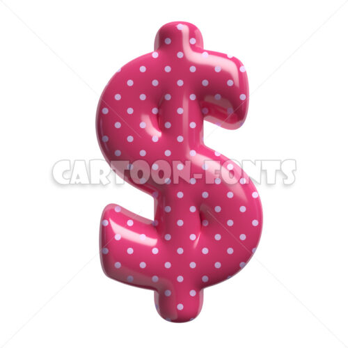 Pink dotted dollar money - 3d Currency symbol - Cartoon fonts - High quality 3d letters and signs illustrations