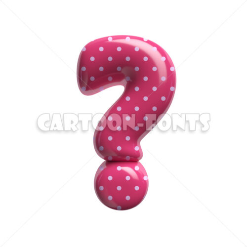 Pink dotted interrogation point - 3d symbol - Cartoon fonts - High quality 3d letters and signs illustrations
