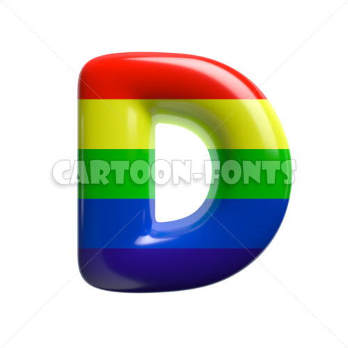 rainbow letter D - Large 3d font - Cartoon fonts - High quality 3d letters and signs illustrations