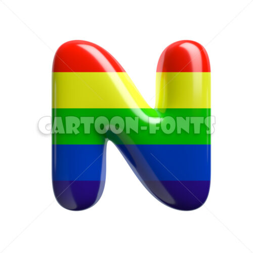 rainbow character N - Upper-case 3d font - Cartoon fonts - High quality 3d letters and signs illustrations