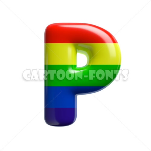 rainbow letter P - large 3d character - Cartoon fonts - High quality 3d letters and signs illustrations