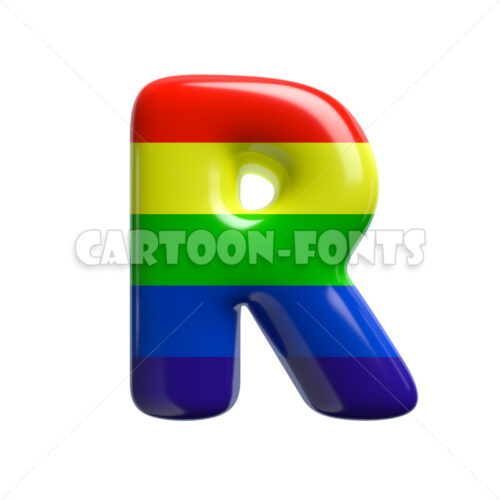 multi-colored character R - Upper-case 3d letter - Cartoon fonts - High quality 3d letters and signs illustrations