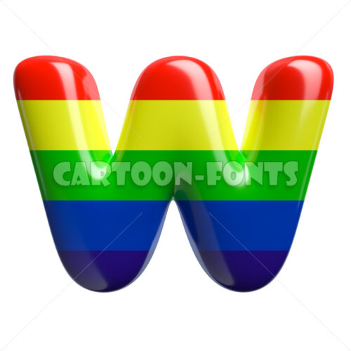 rainbow character W - Upper-case 3d font - Cartoon fonts - High quality 3d letters and signs illustrations