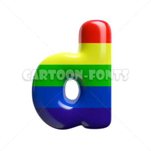 rainbow character D - Lower-case 3d letter - Cartoon fonts - High quality 3d letters and signs illustrations