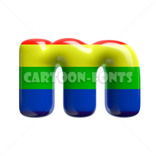 multi-colored character M - Lower-case 3d font - Cartoon fonts - High quality 3d letters and signs illustrations