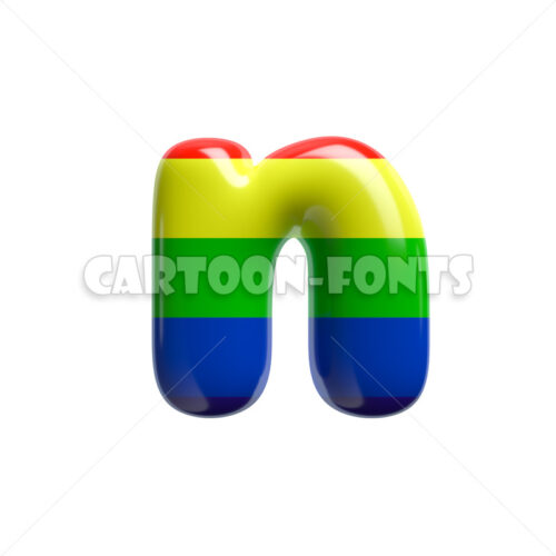 colored character N - Minuscule 3d letter - Cartoon fonts - High quality 3d letters and signs illustrations