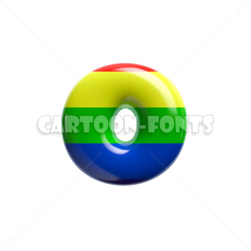 rainbow character O - Lower-case 3d font - Cartoon fonts - High quality 3d letters and signs illustrations
