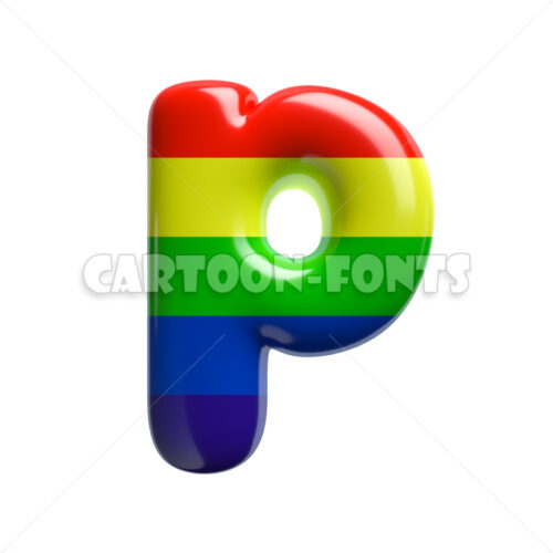 rainbow letter P - Lower-case 3d character - Cartoon fonts - High quality 3d letters and signs illustrations