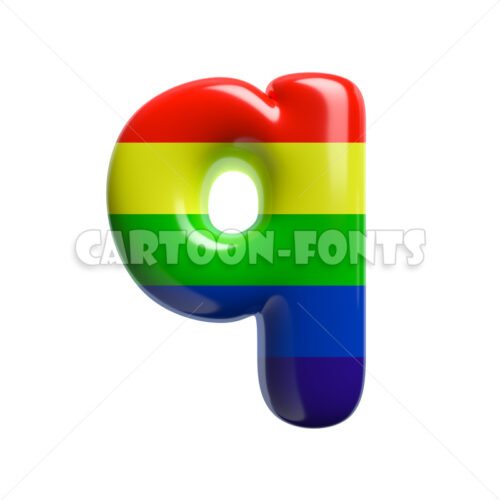 rainbow character Q - lowercase 3d font - Cartoon fonts - High quality 3d letters and signs illustrations